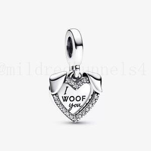 Pandora Heart & Dog Double Dangle Charm